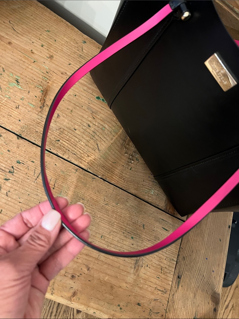 kate spade Black Tote with Pink Trim and Handles - Picture 8 of 10